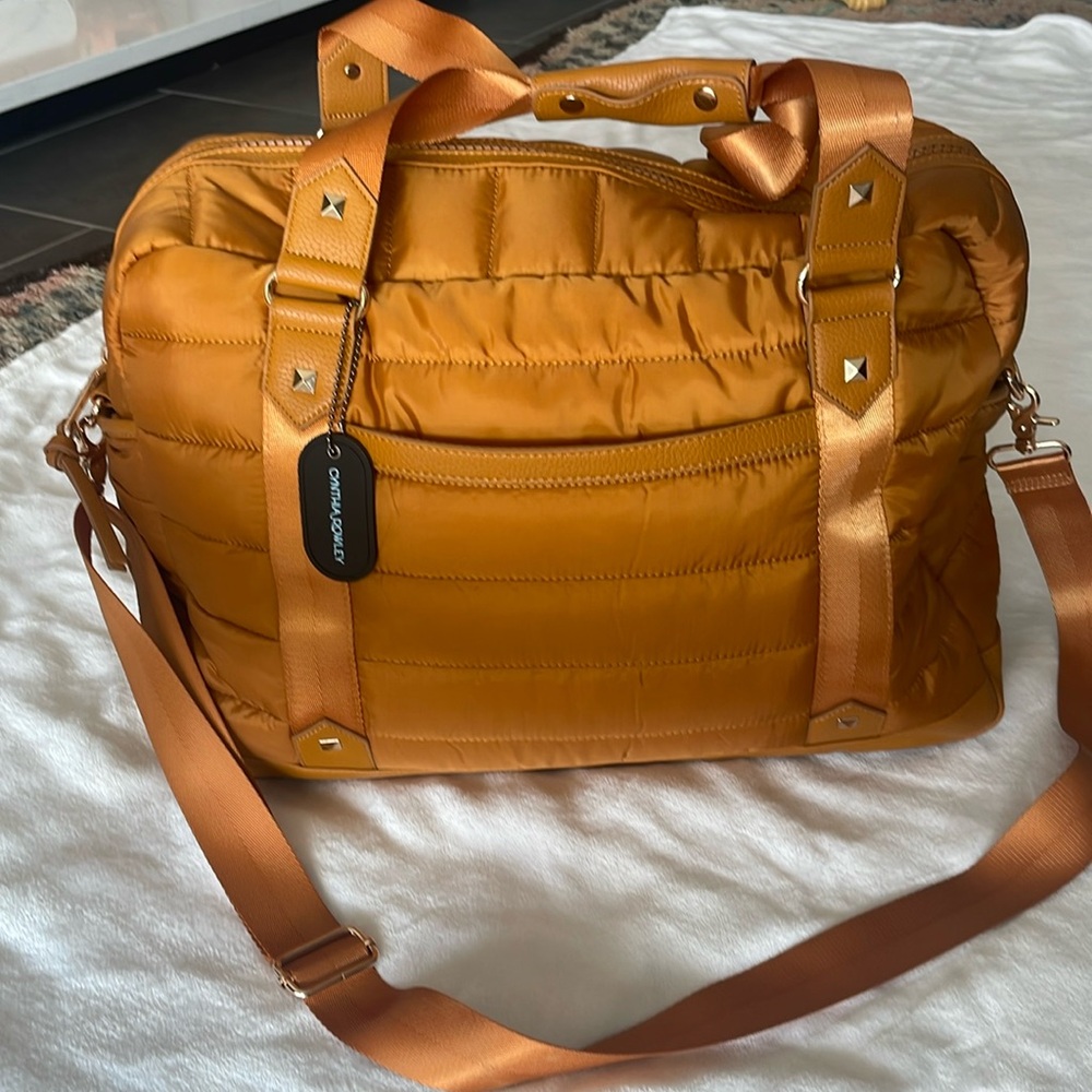 Cynthia Rowley Travel Duffle Carry On Bag - ochre, golden, mustard